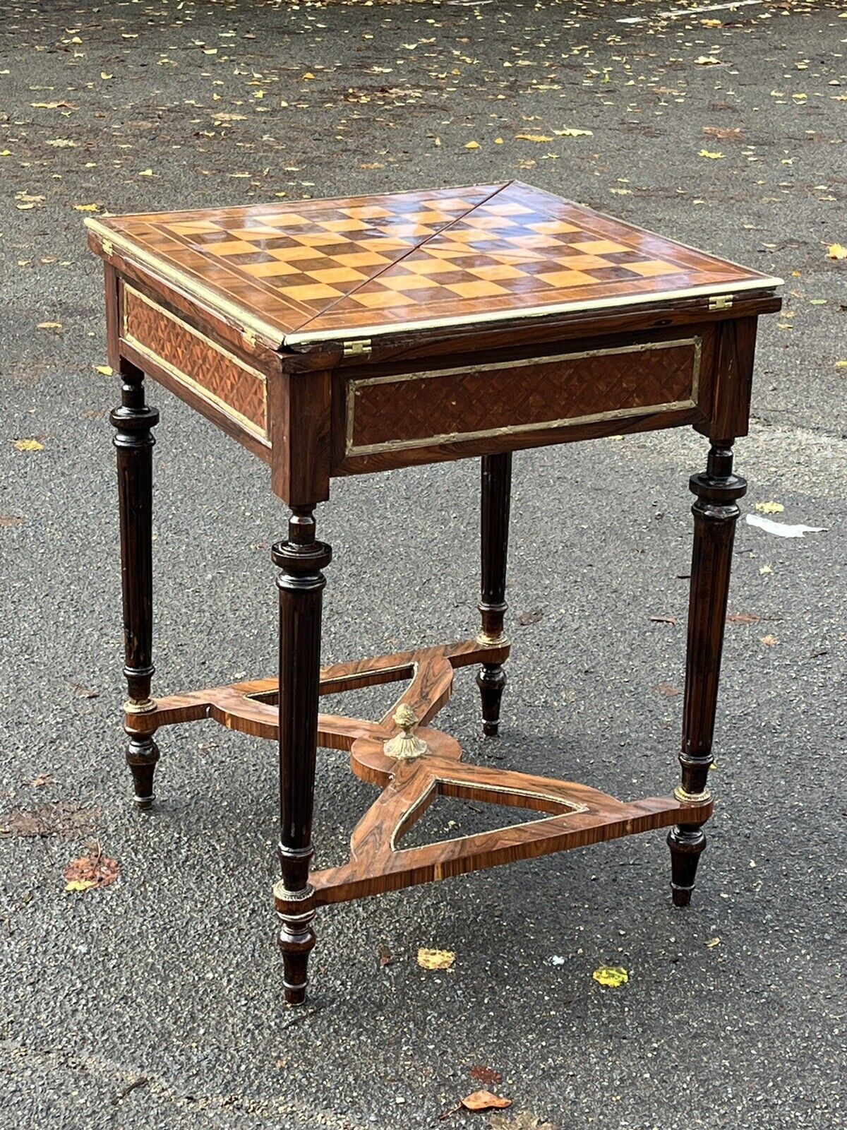 Chess & Games Table With Inlaid Top And Opening Playing Area.