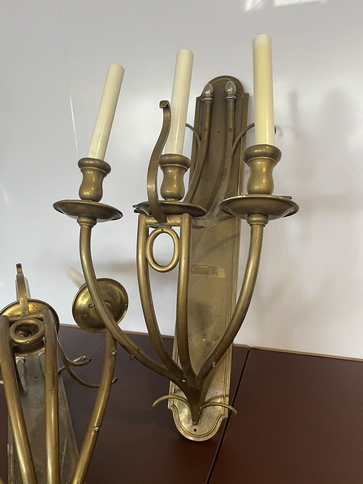 Brass Wall Light Sconces, Large & Impressive