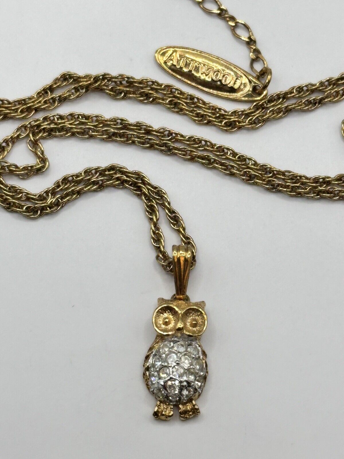 Vintage Attwood & Sawyer Gold Plated Owl Necklace