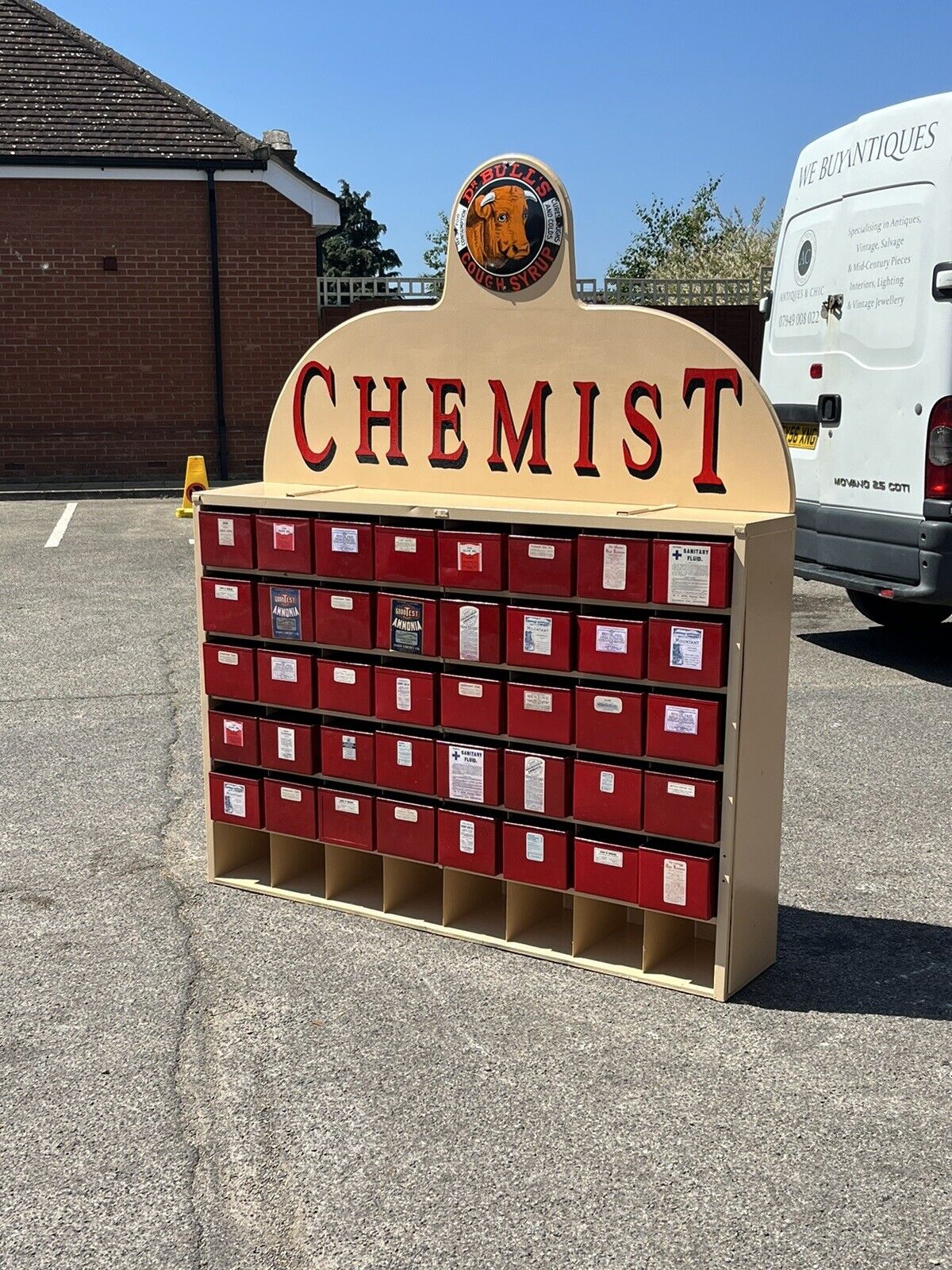 Large Chemists Bank Of Drawers, Lots Of Storage. 40 Deep Metal Drawers