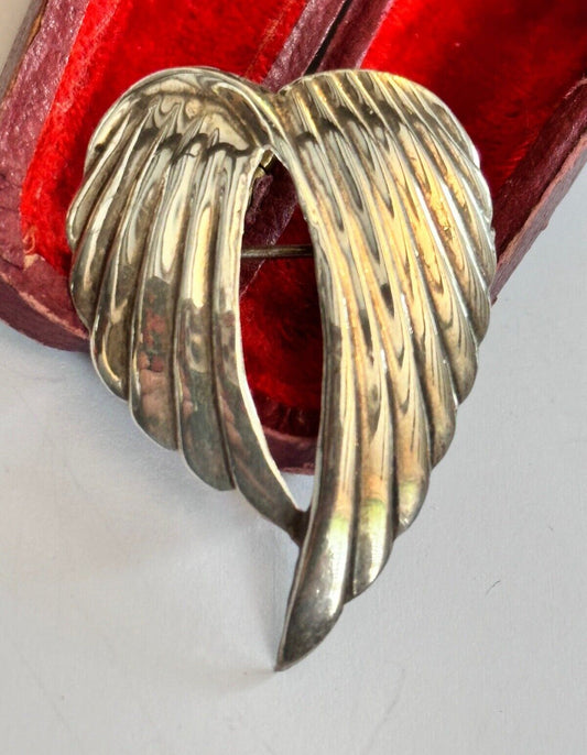 Vintage Silver 925 Angel Wings Brooch