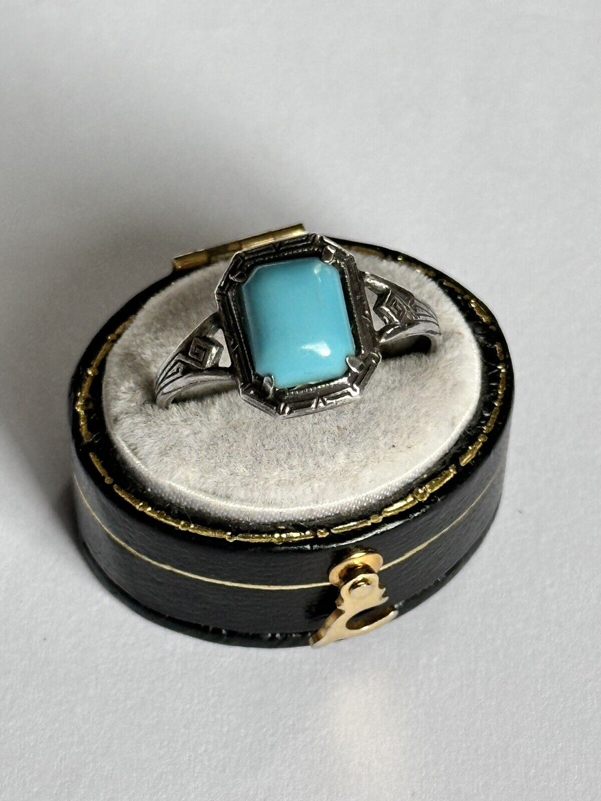 Vintage Silver Tone Faux Turquoise Ring