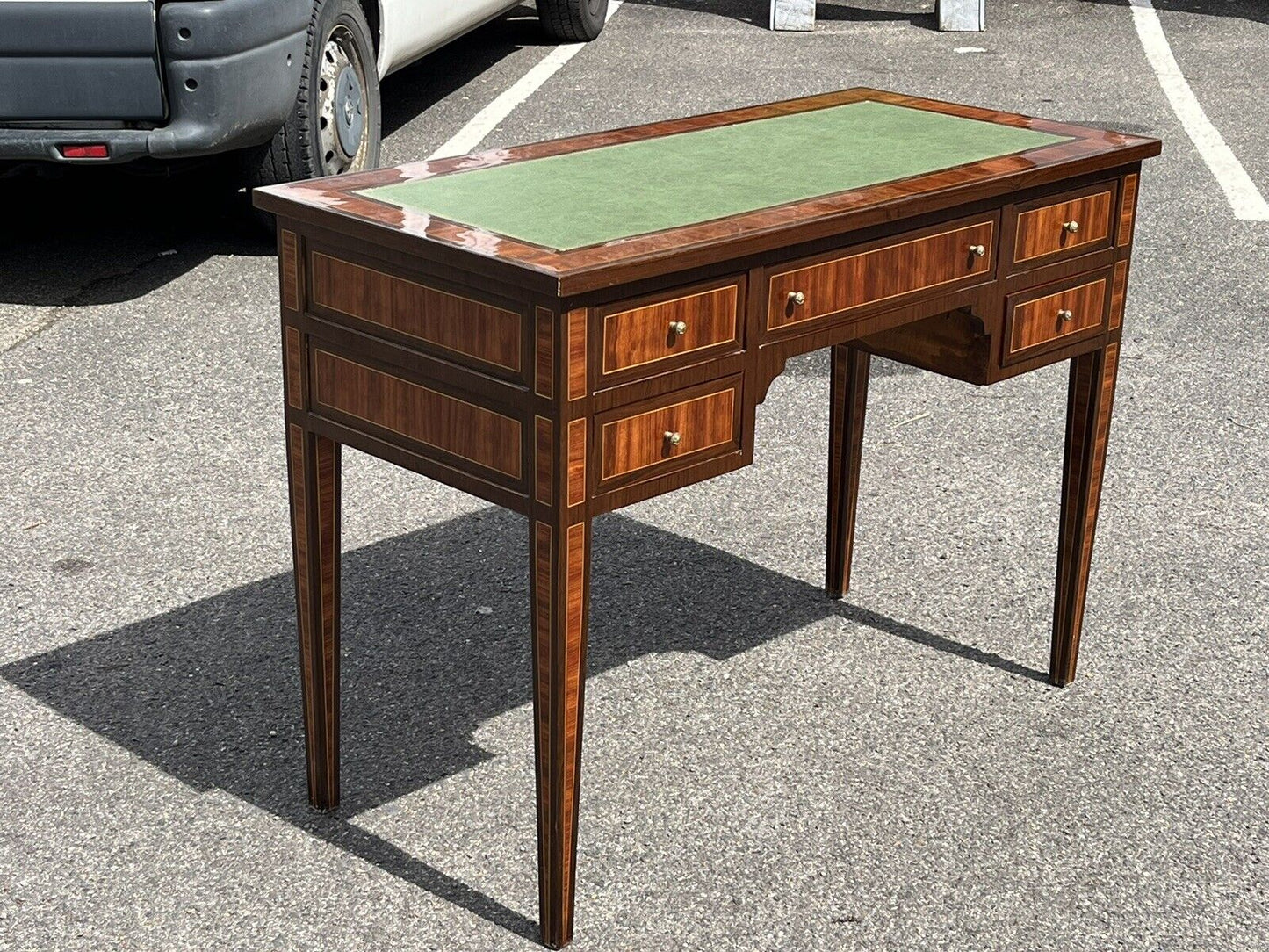 Kingswood Veneer Desk, Elegant, And Impressive. Green Top.