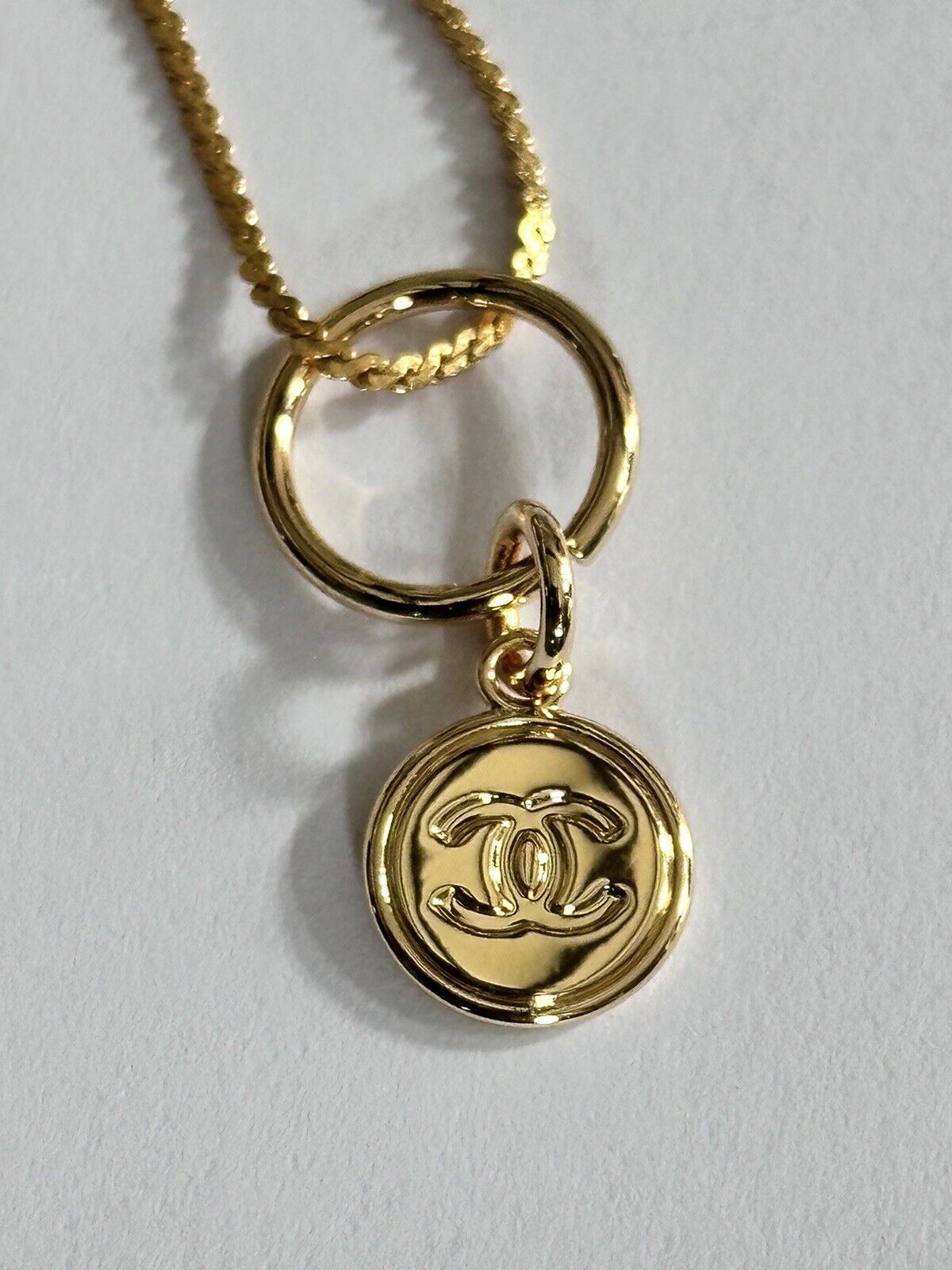 Genuine Chanel Charm Pendant Reworked On New 18ct Gold Plated Chain