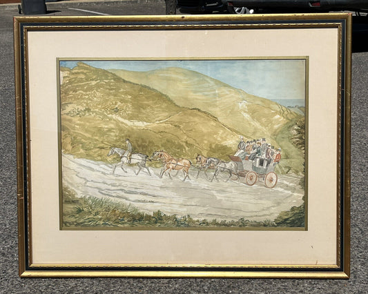 Folkestone & Canterbury Quicksilver Coach, Framed Watercolour.