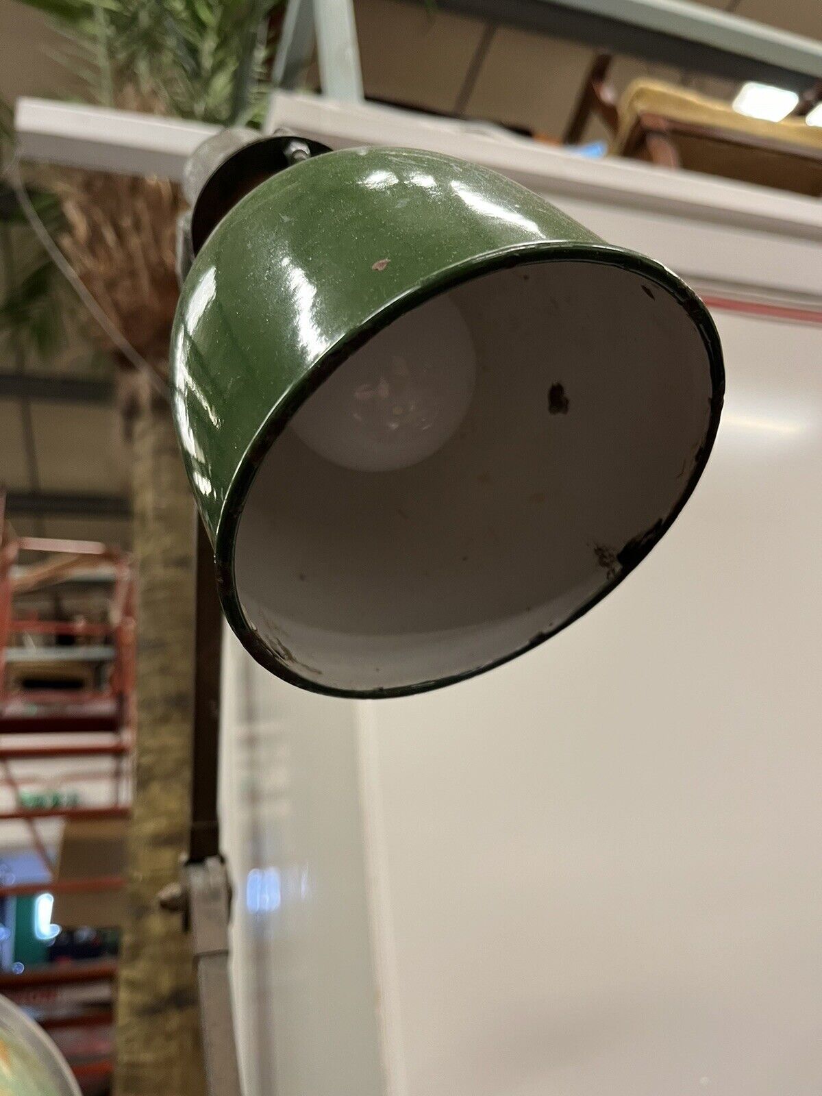 Industrial Angle Poise Lamp With Green Enamel Shade