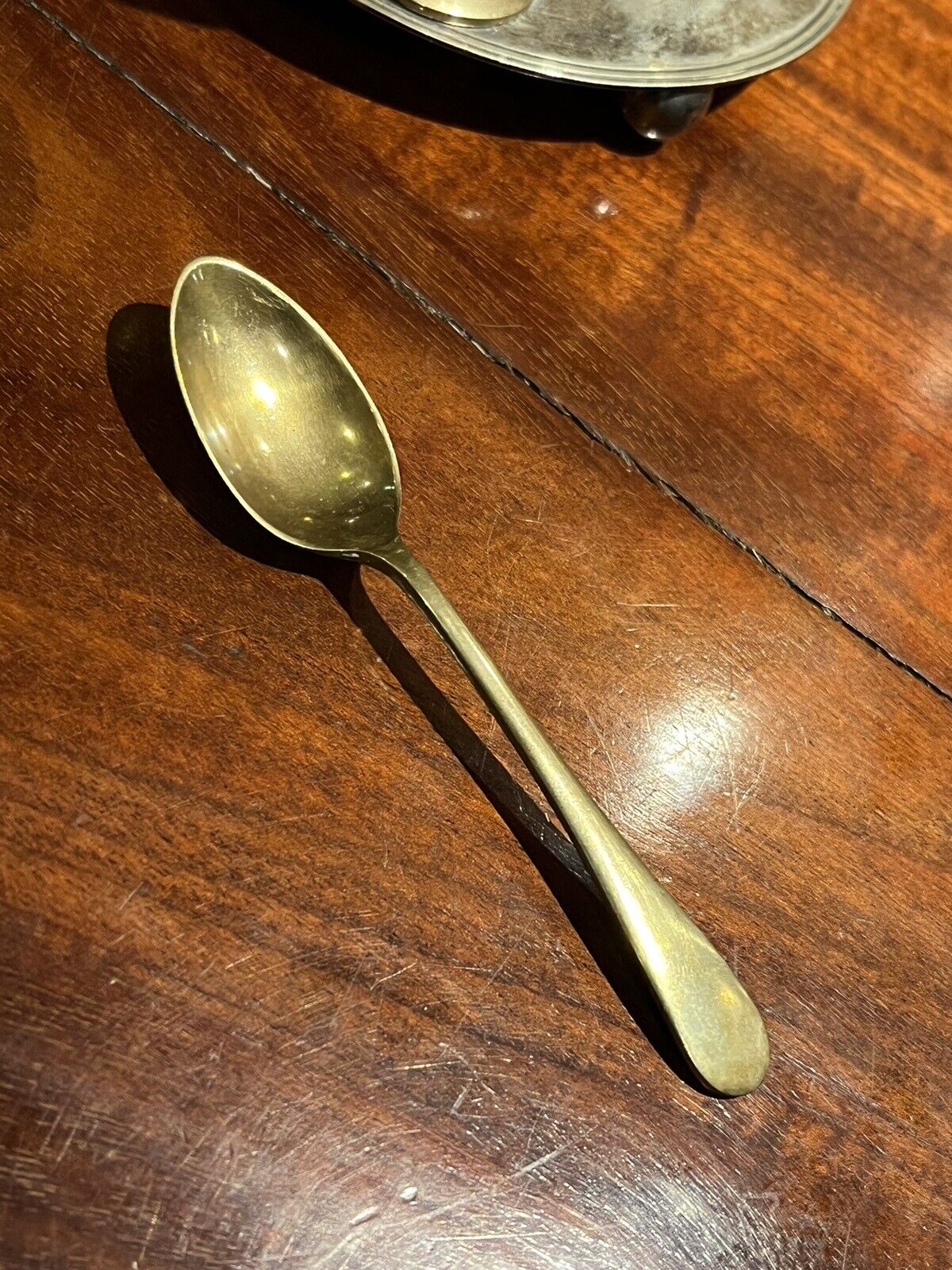 Antique Silver Plate Egg Cup & Spoon Set