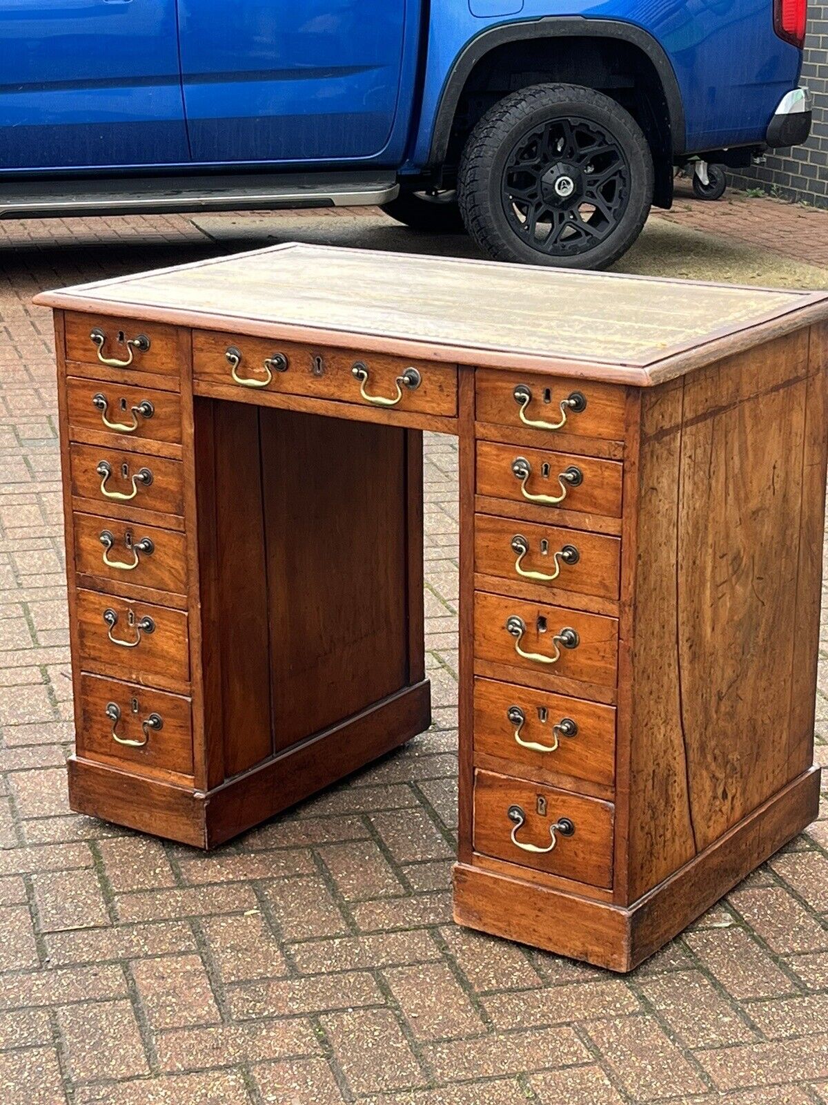 George III Mahogany Desk. Superb Proportions.