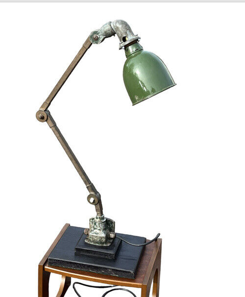 Industrial Angle Poise Lamp With Green Enamel Shade