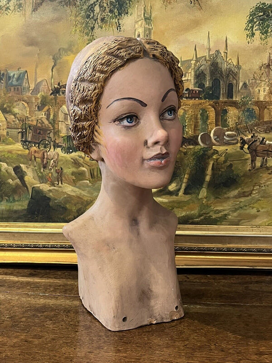 Art Deco Mannequin Head, Heavy Pottery Model, Superb Quality