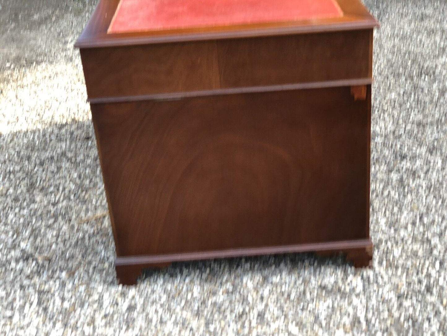 Pedestal Desk With Red Leather Top. Brass Handles.