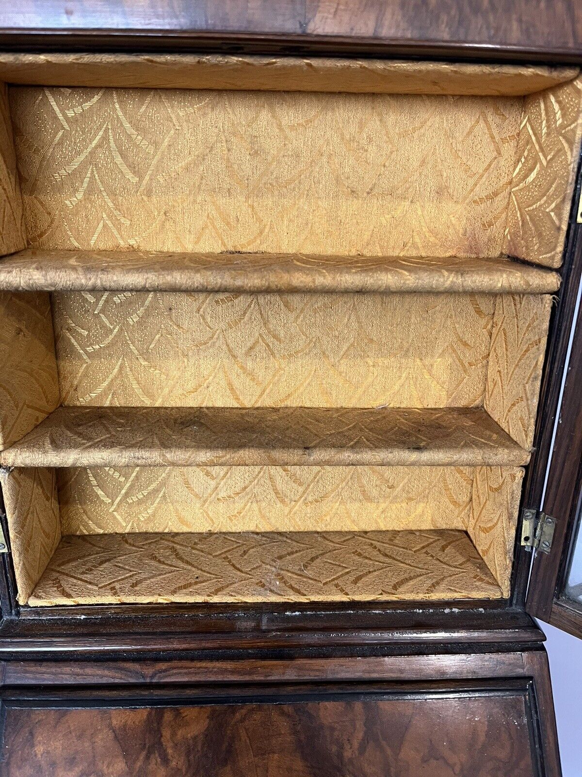 Miniature Apprentice Piece Walnut Bookcase Bureau, Fitted Interior.