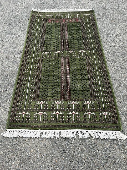 Green Runner Rug, Carpet 200 X 80 Cms