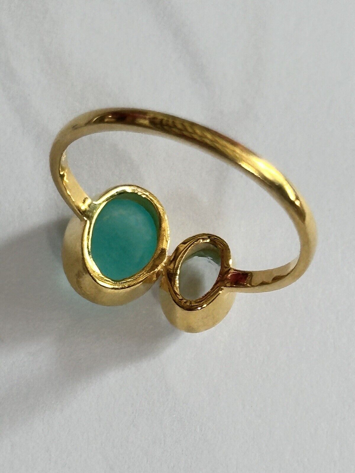 Vintage 18ct Gold Vermeil On Sterling Green Tourmaline Sapphire Ring