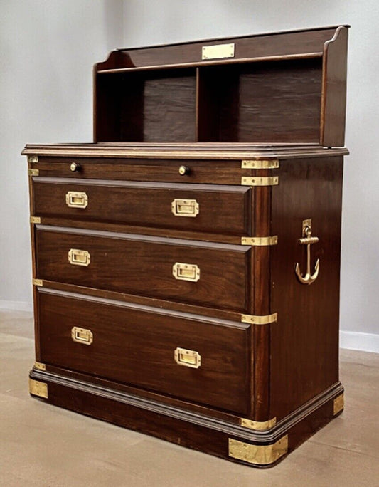 Campaign Chest Of Drawers, Pull out desk and with bookshelves.