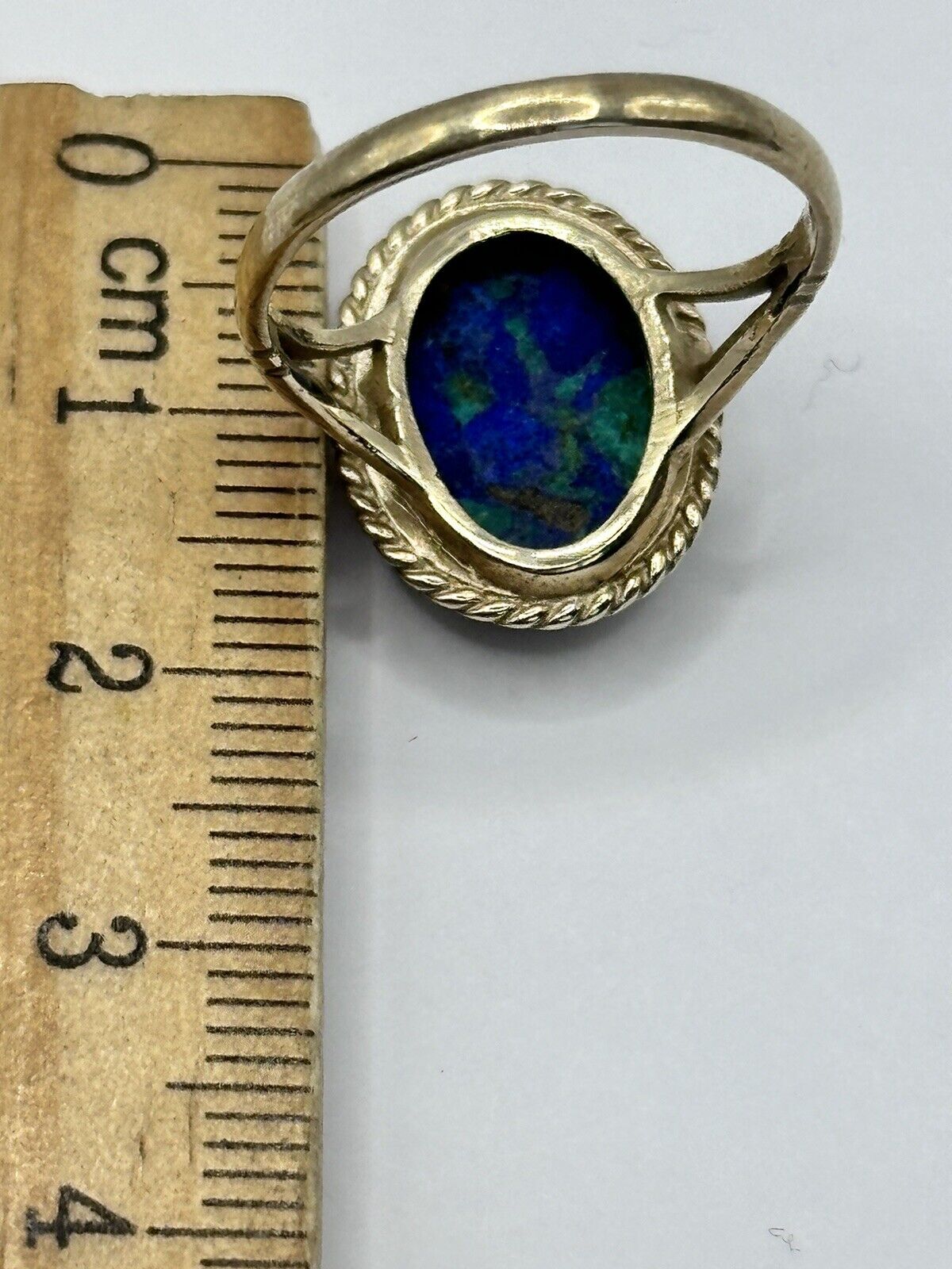 Antique Vintage 9ct Gold Azurite Malachite Ring