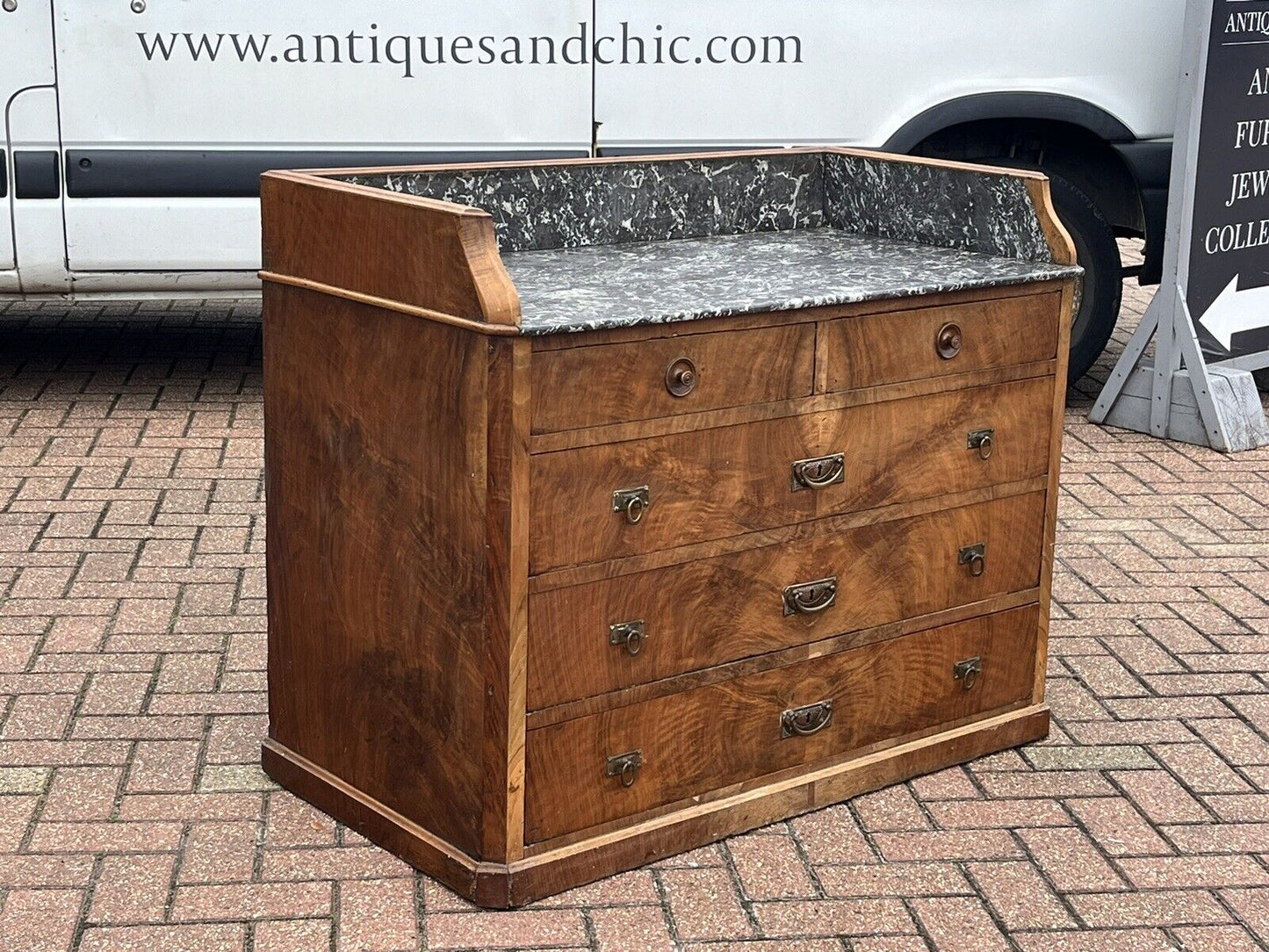 Arts & Crafts Walnut Chest Of Drawers.