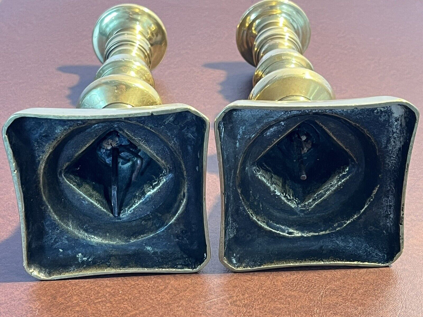 Georgian Antique Brass Candlesticks.