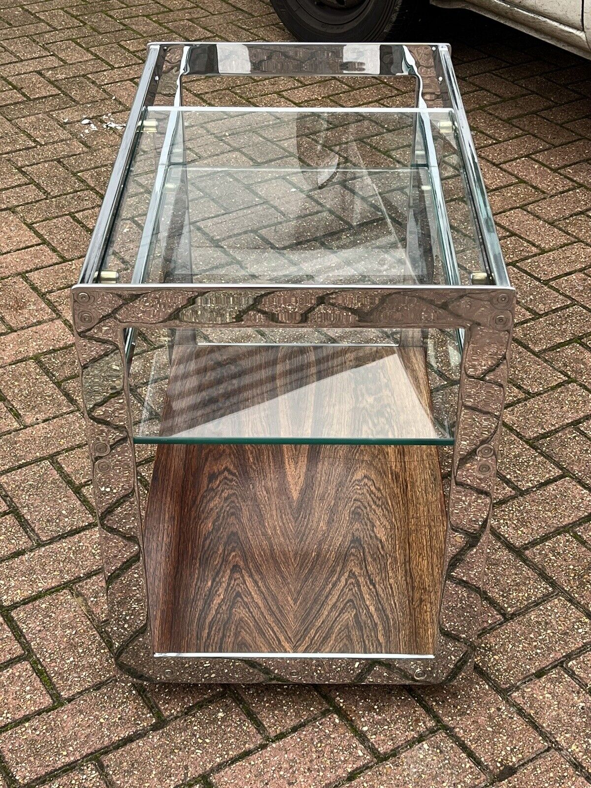 Mid Century Glass And Chrome Cocktail trolley by Richard Young