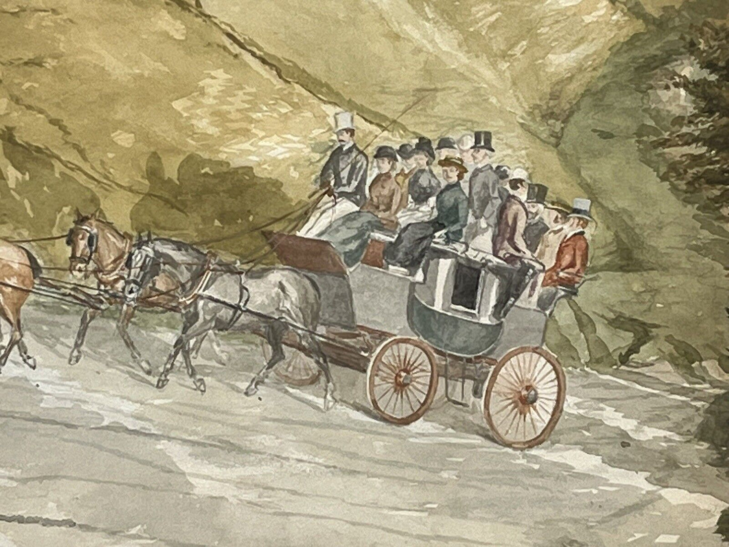 Folkestone & Canterbury Quicksilver Coach, Framed Watercolour.