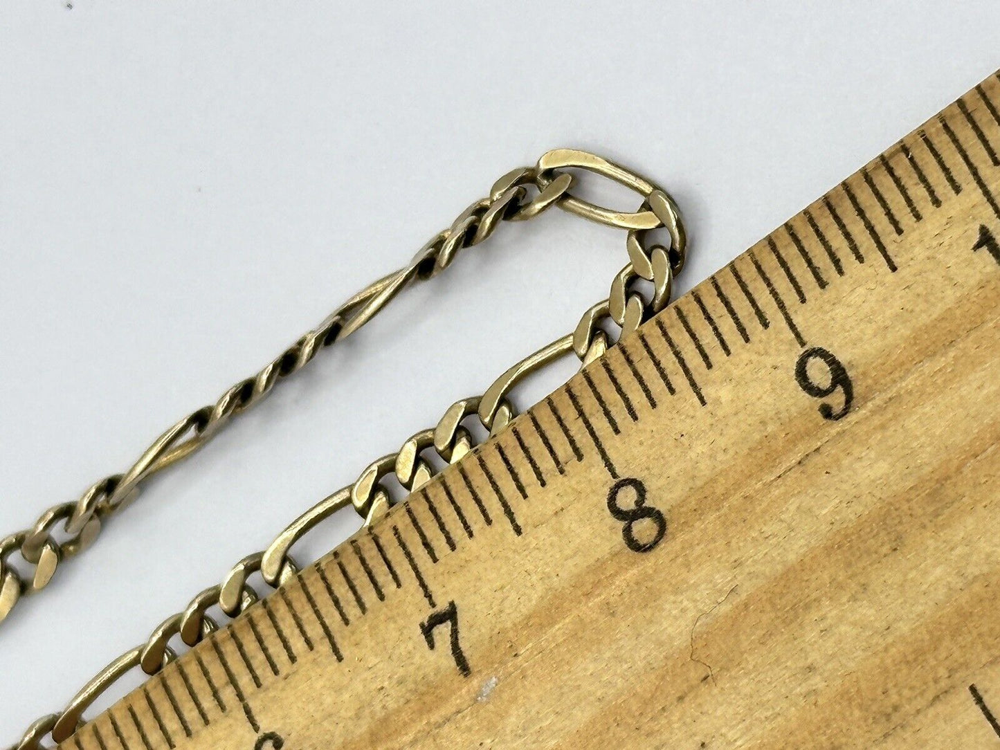 Vintage 9ct Gold Heart Figaro Chain Bracelet 7.89g