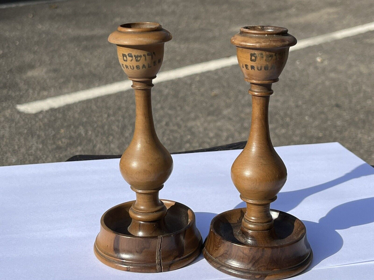 Jewish Campaign Candlesticks, Screw Down Flat For Transportation