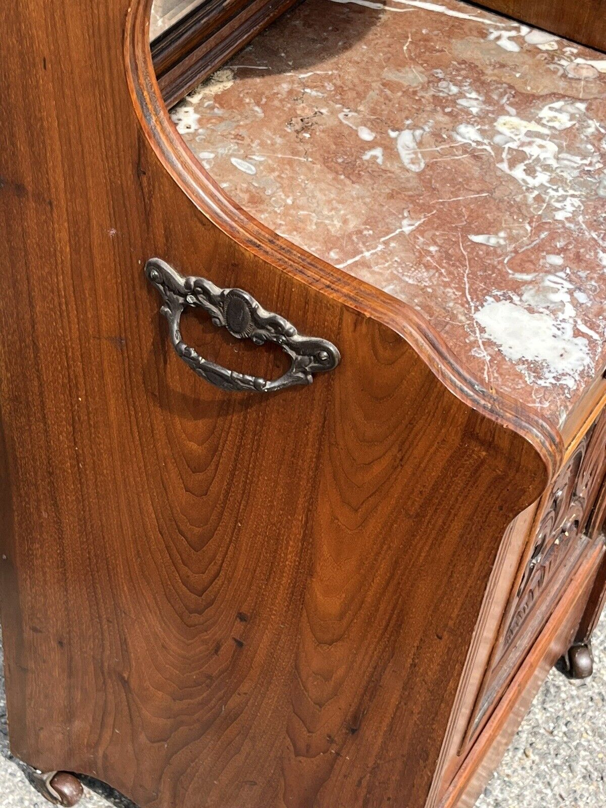 Victorian Mahogany Coal / Log Cabinet / Purdonium. Marble Top