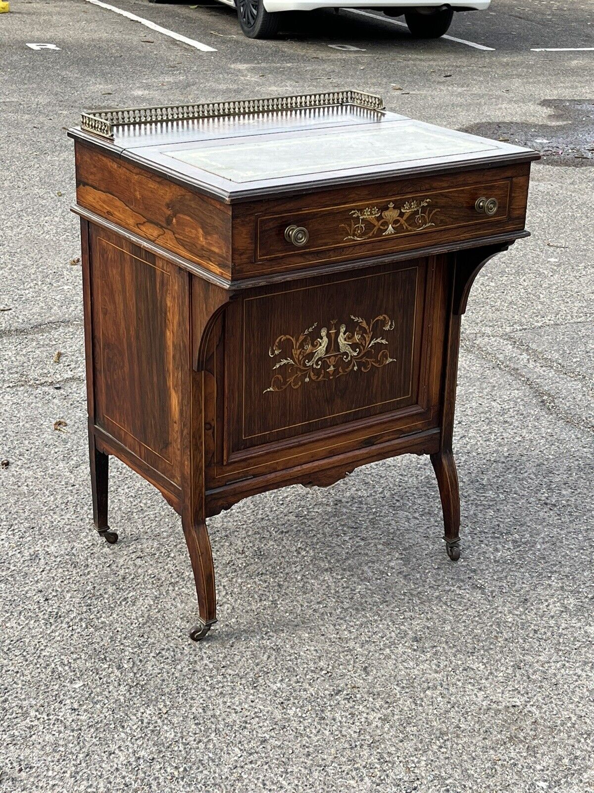 English Victorian Rosewood Davenport Desk & Chair, Possibly By James Shoolbred.