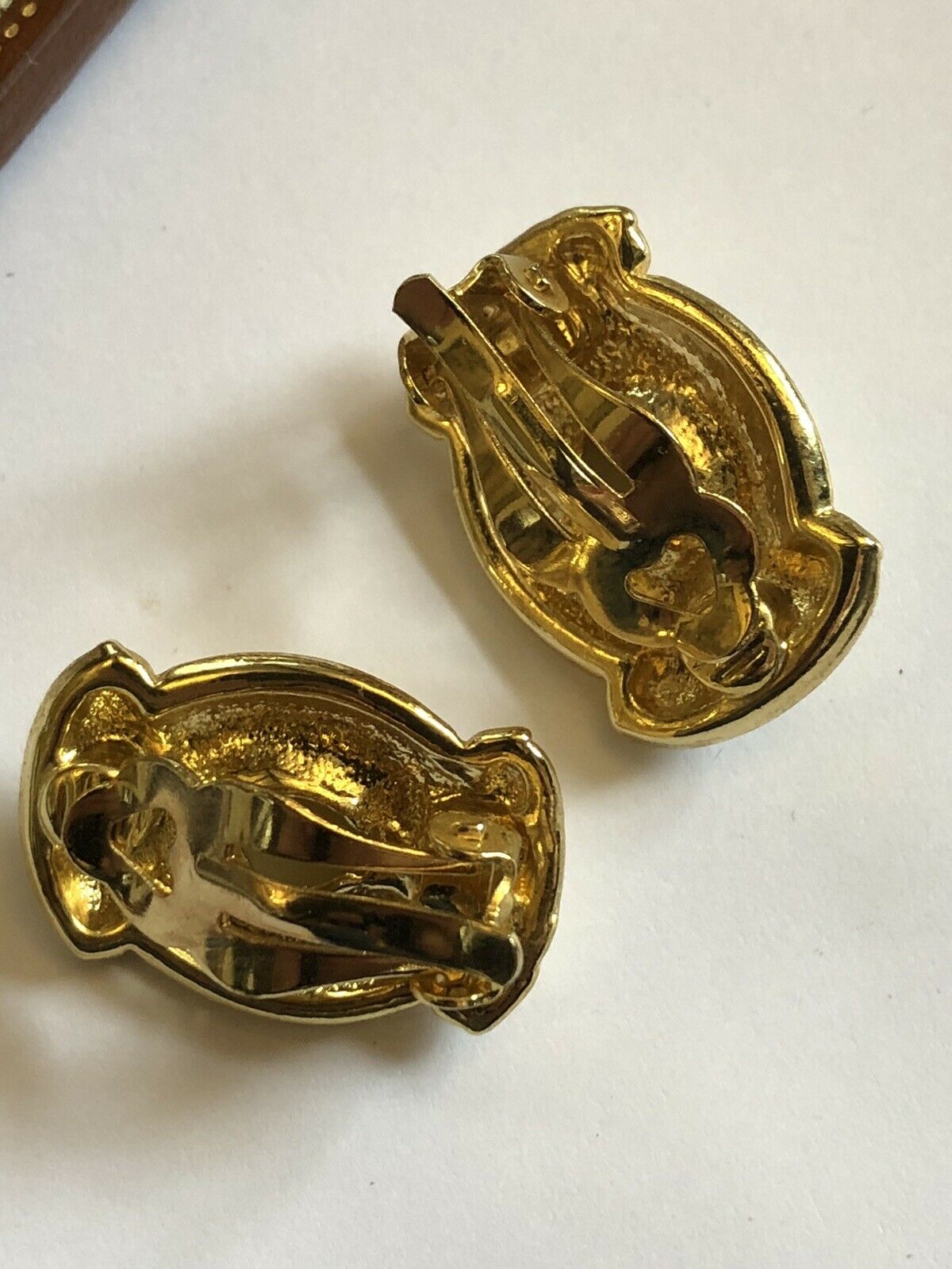 Vintage Gold And Silver Tone Etruscan Style Clip On Earrings