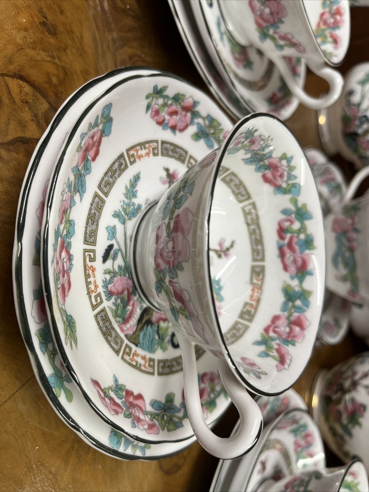 Ye Olde English Tea Set. Teapot, Milk, Sugar, Saucers & Cake Plates