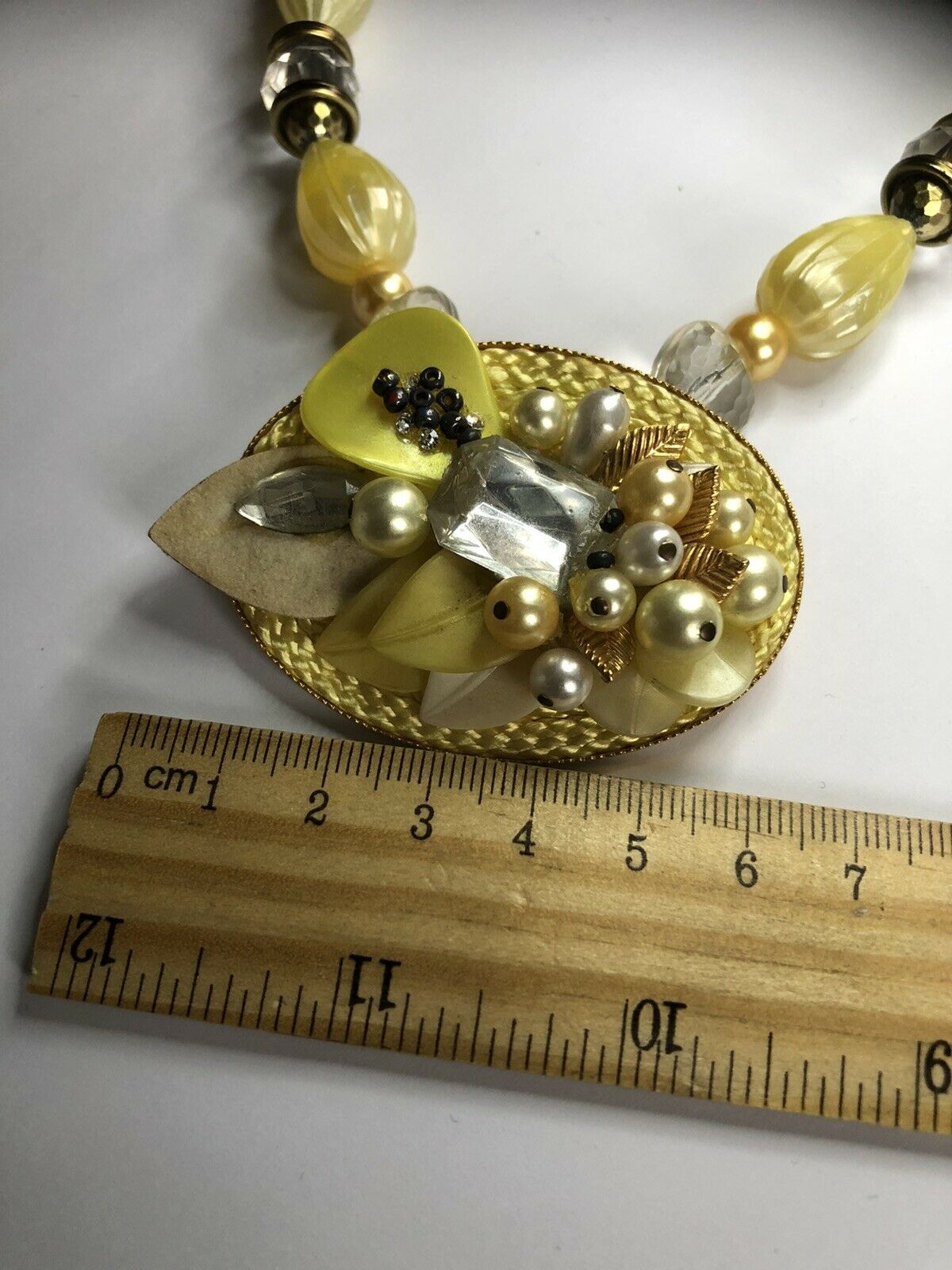 Vintage Signed Pierre Cardin Rare Runway Yellow Beaded Necklace