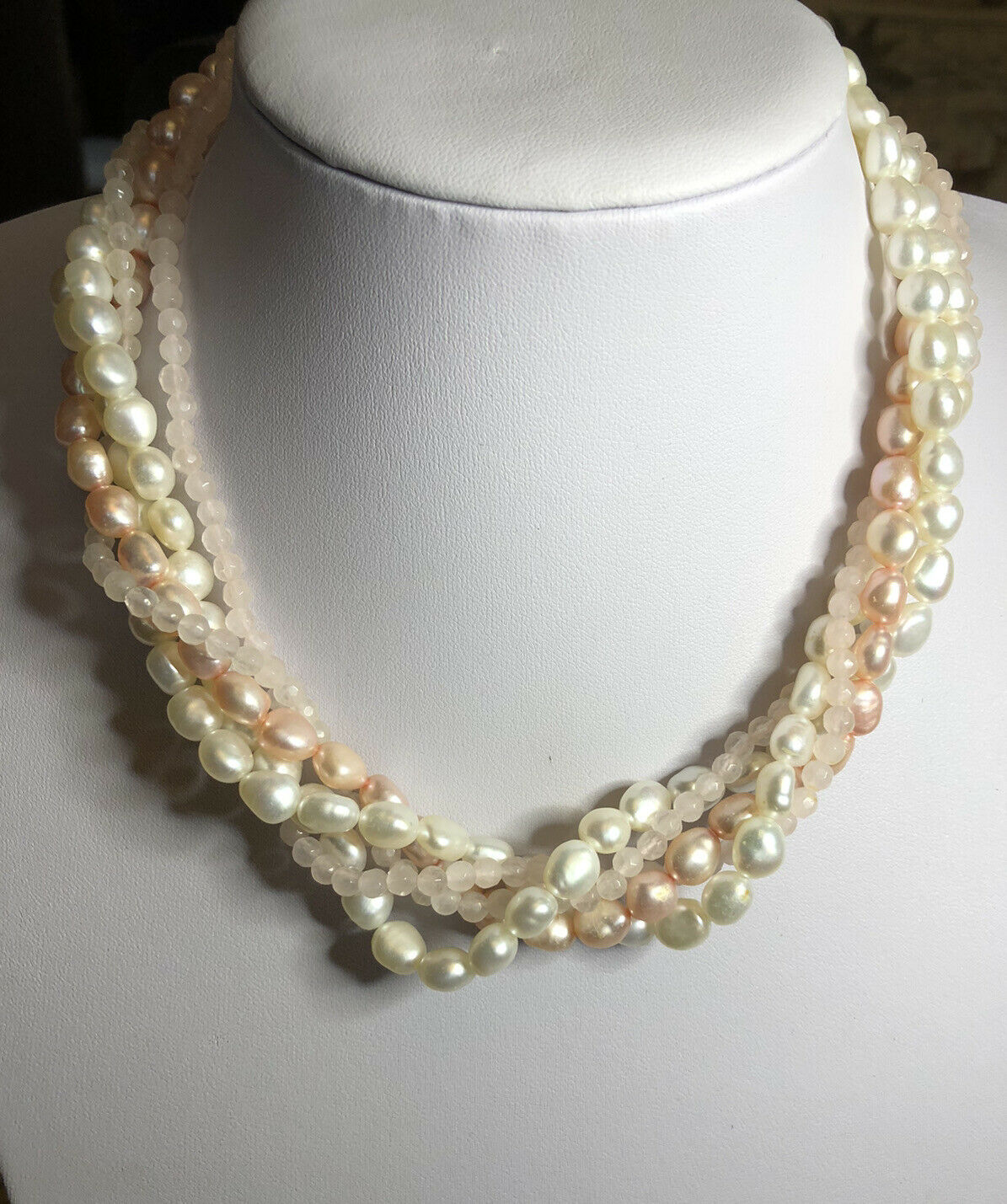 Honora Freshwater Pearl Pink Quartz Pink Cream Necklace Boxed