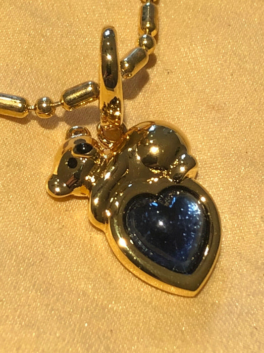 Vintage 1980s Heart Bear Pendant Necklace