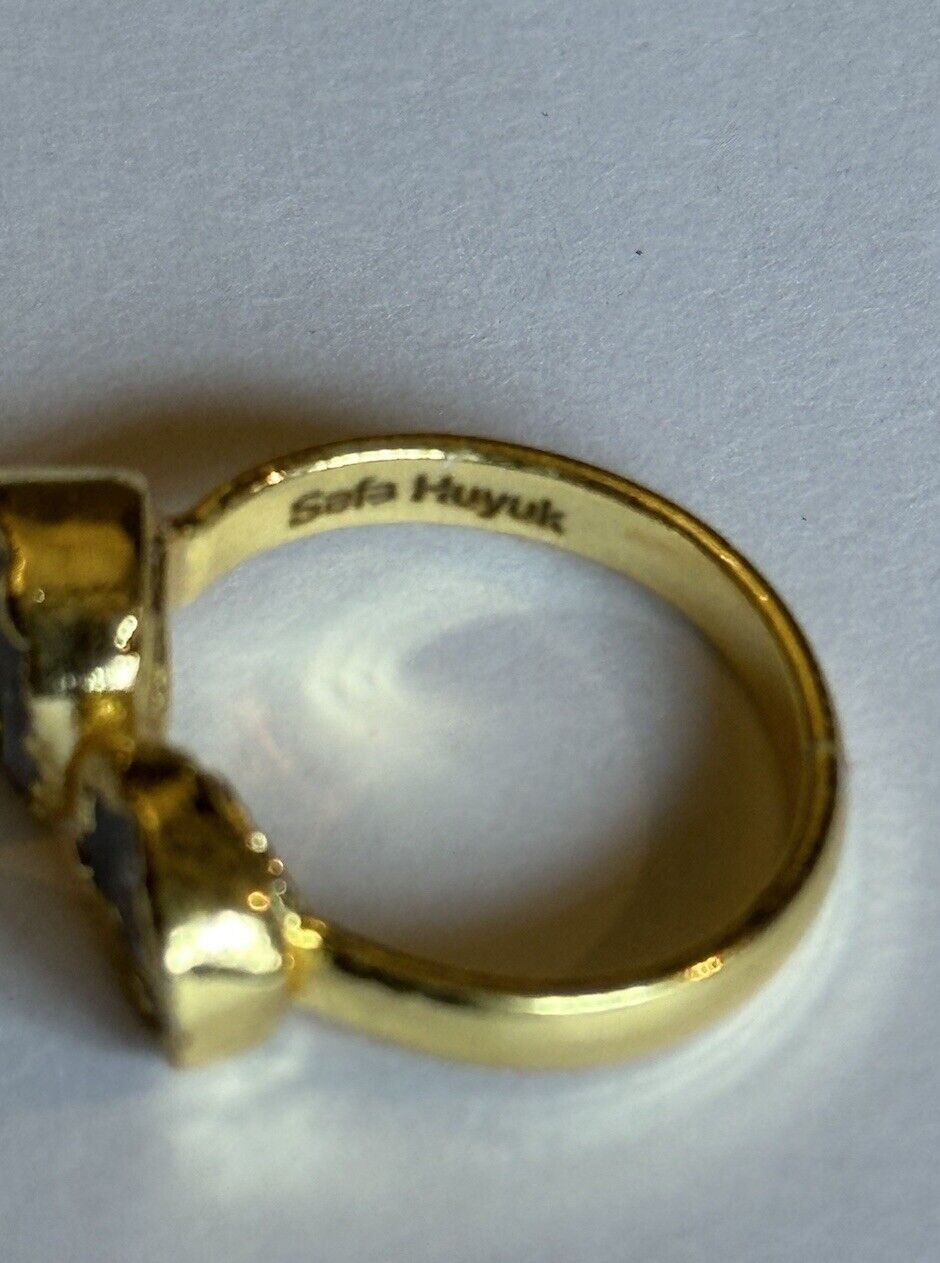 Sefa Huyuk 18k Gold Vermeil Etruscan Raw Grey Tanzanite Ring