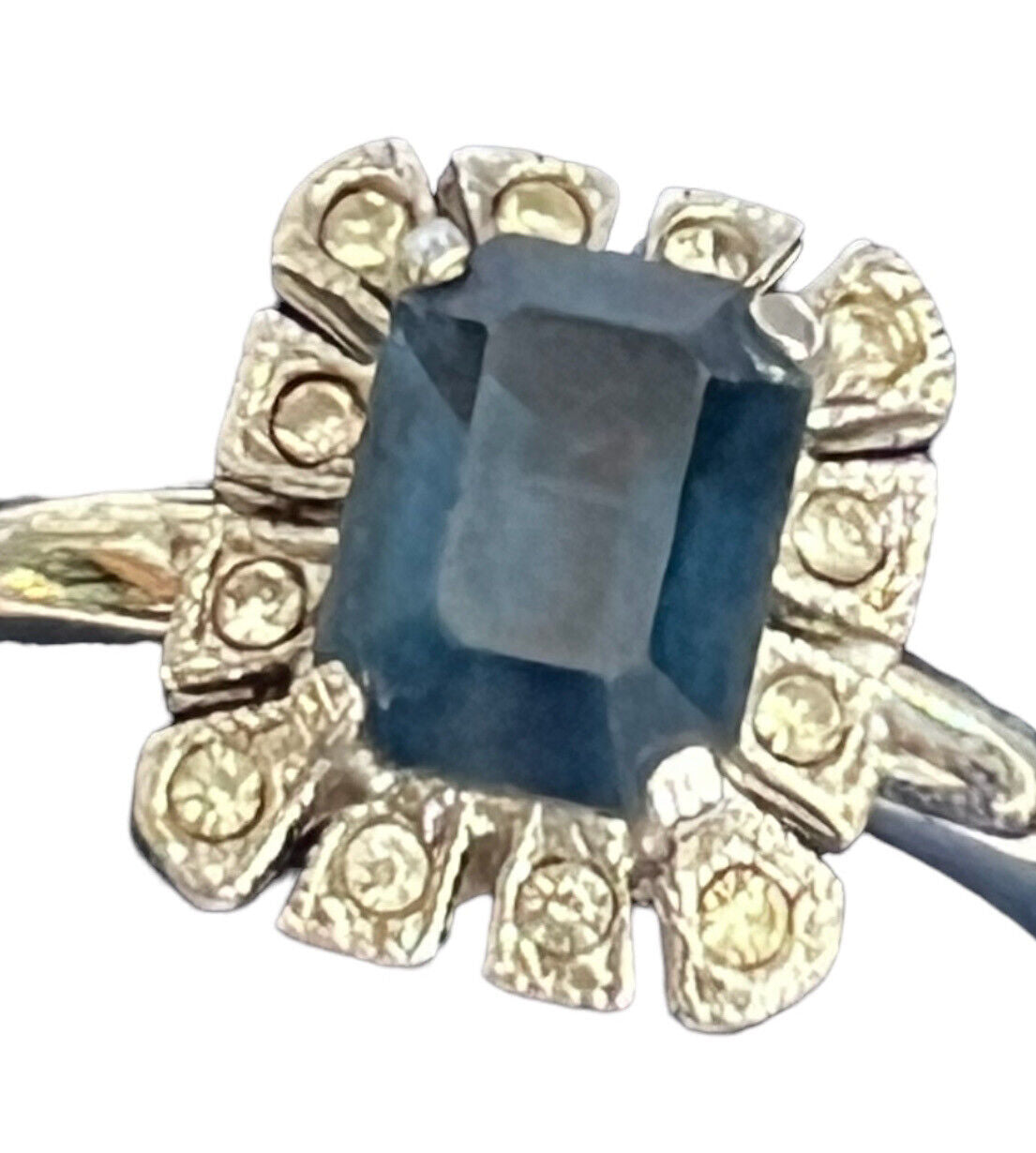 Vintage Silver Tone Blue Paste Adjustable Ring