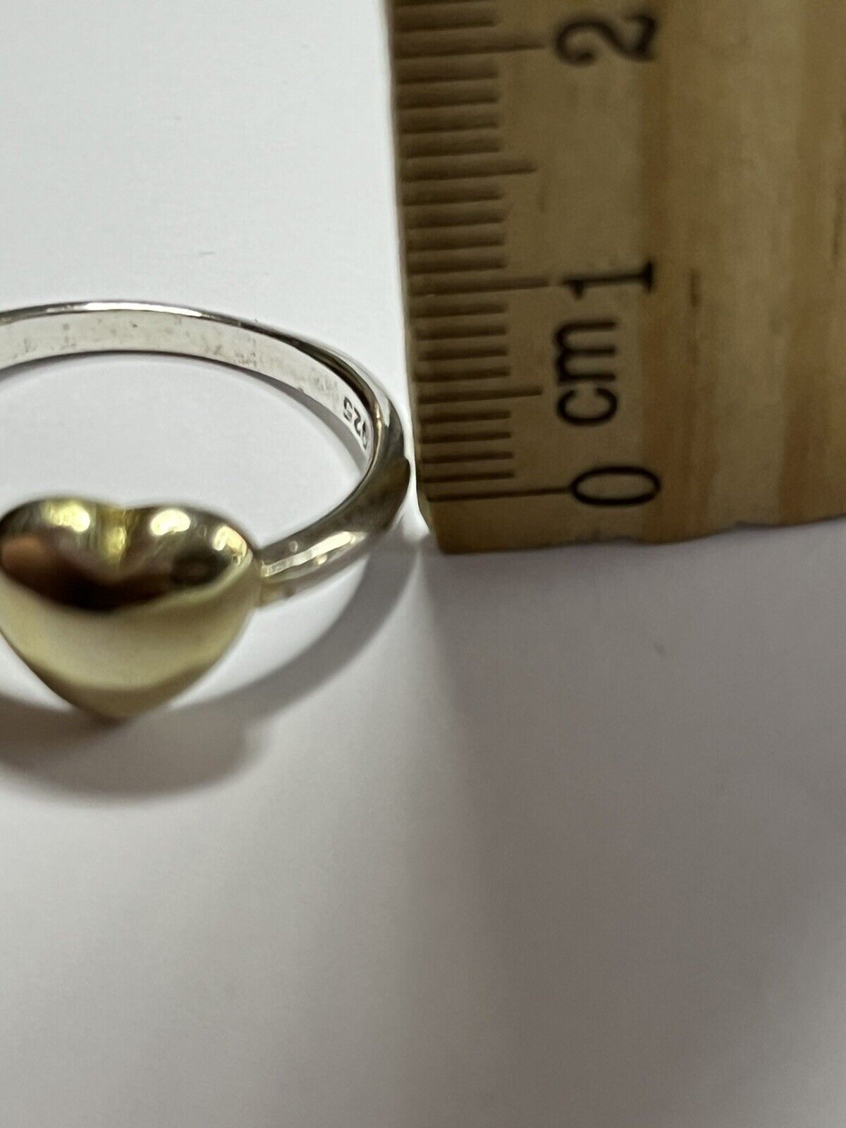 Vintage Sterling Silver Gold Plated Heart Ring Size P1/2