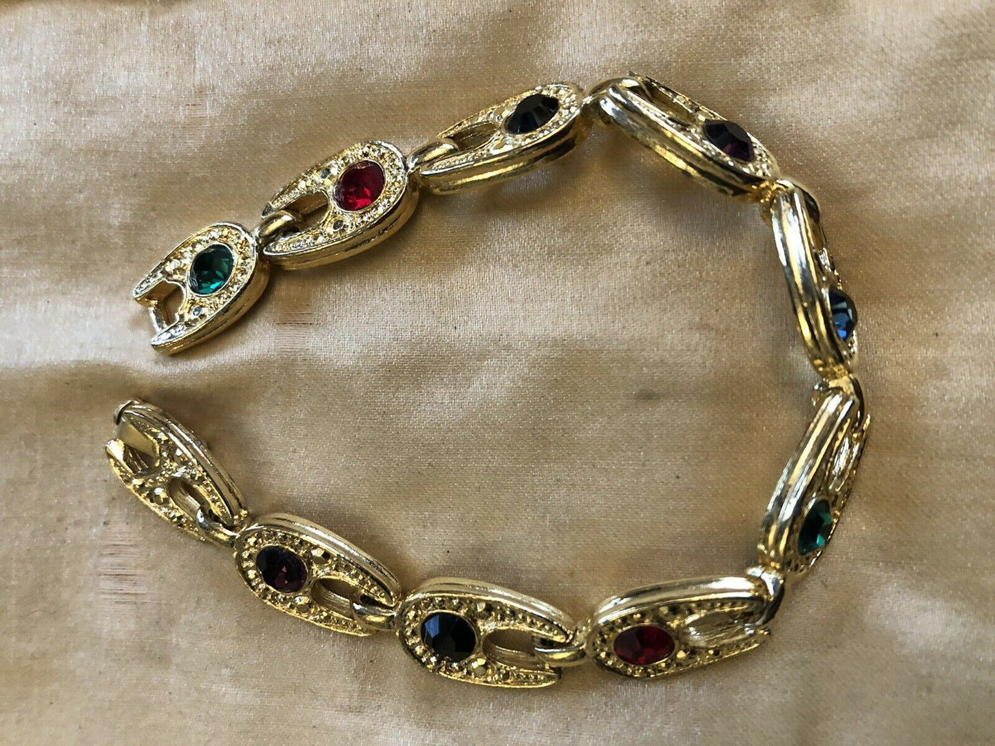 Vintage Gold Tone Multi Coloured Stone Bracelet