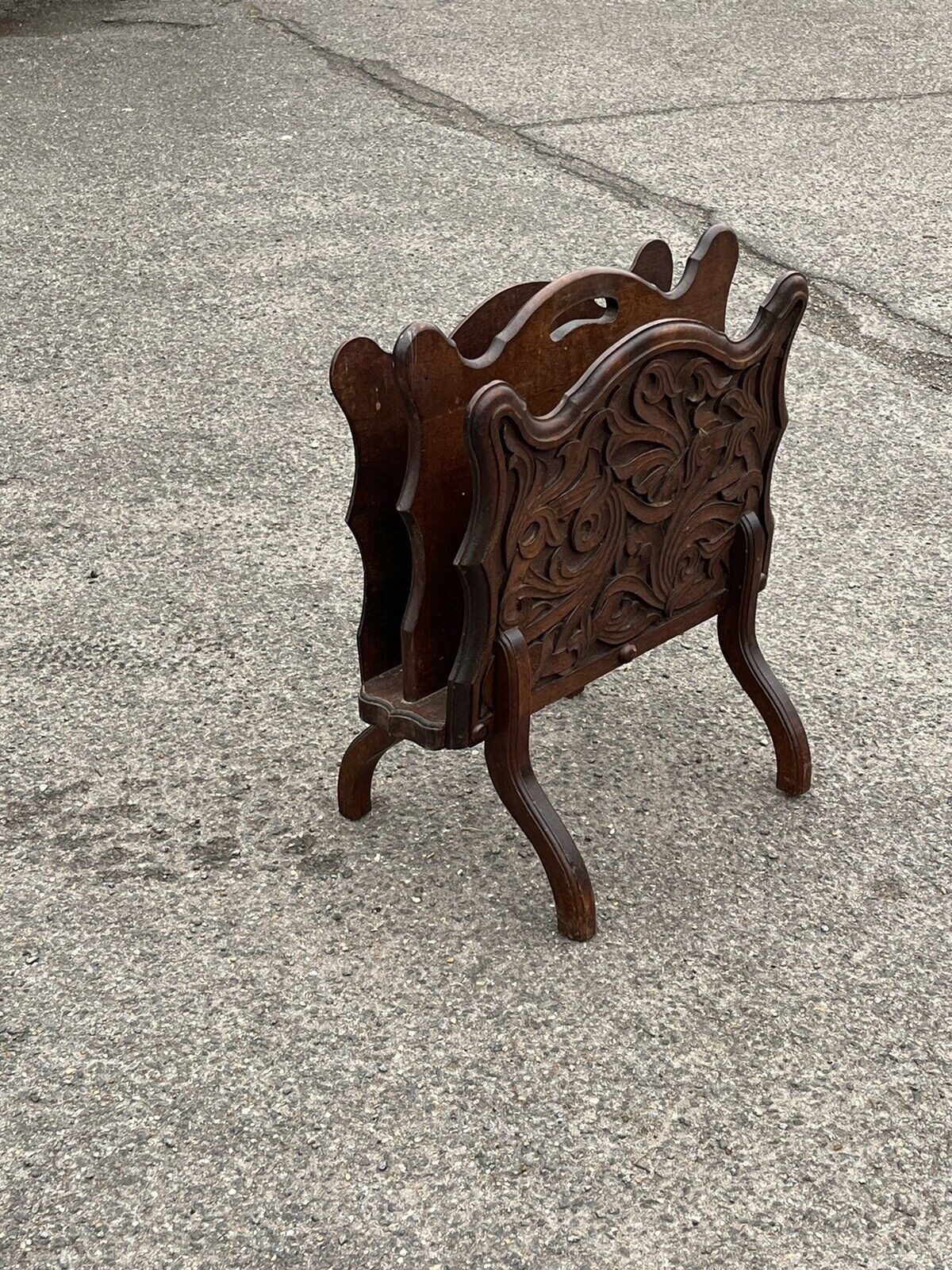 Victorian Magazine Rack / Canterbury. Fine Carved Decoration