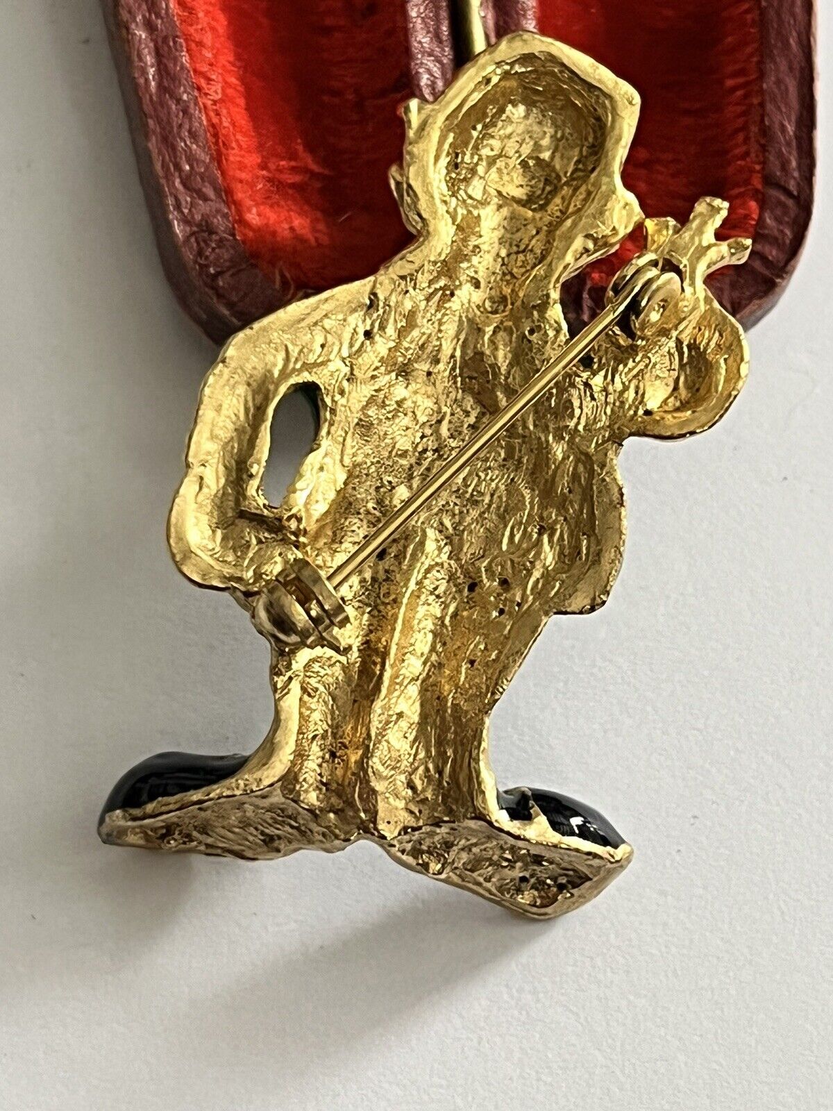 Vintage Gold Tone Enamel Clown Brooch