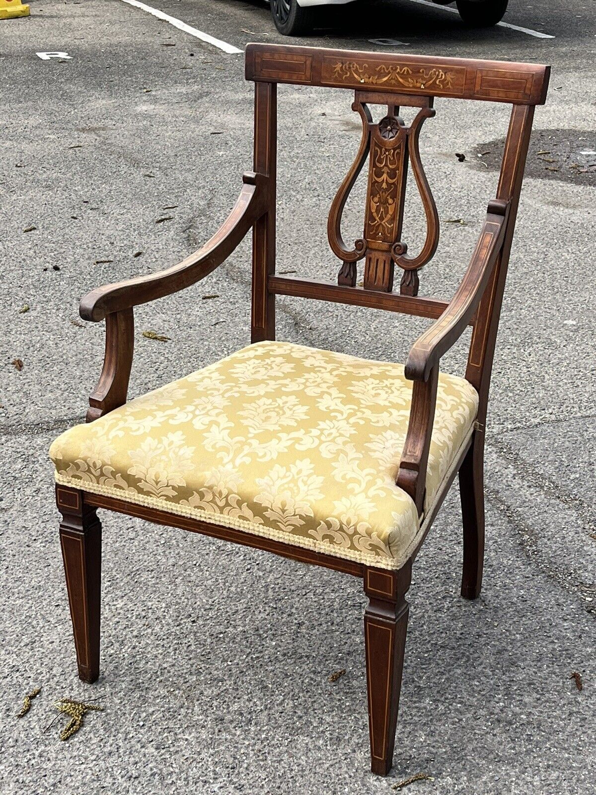 Antique Sheraton Inlaid Mahogany Armchair