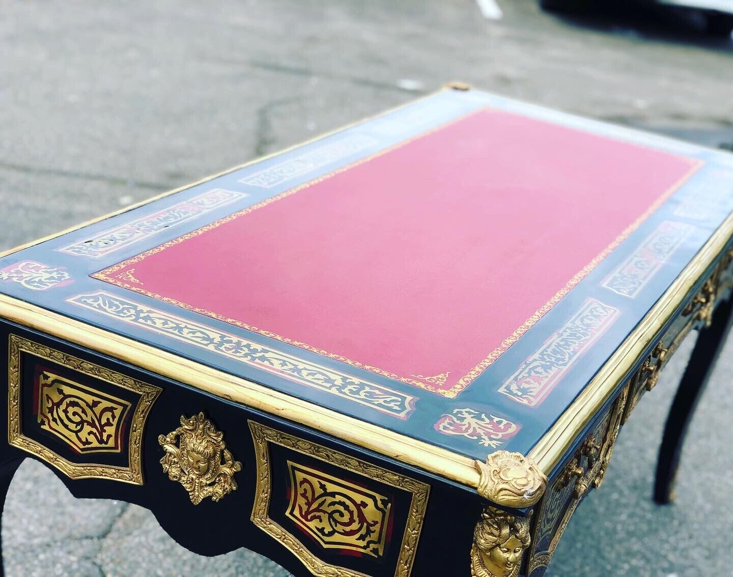 French Empire Style Boulle Desk With Brass Decoration.