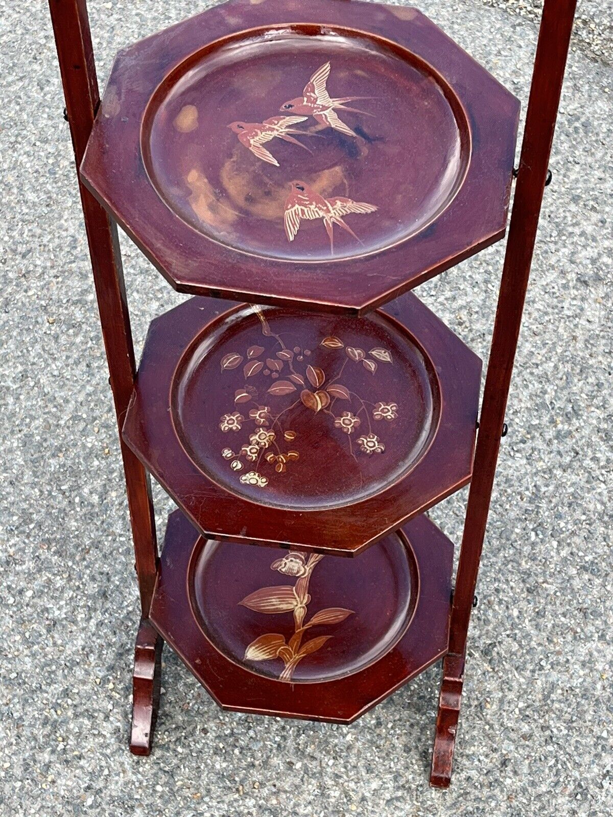 Edwardian Japanned Folding Cake Stand. Great for cream teas in the garden