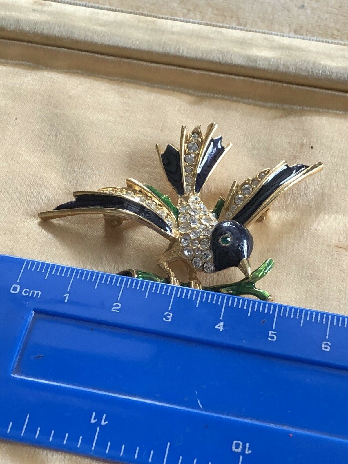 Vintage Enamel Diamanté Bird Brooch