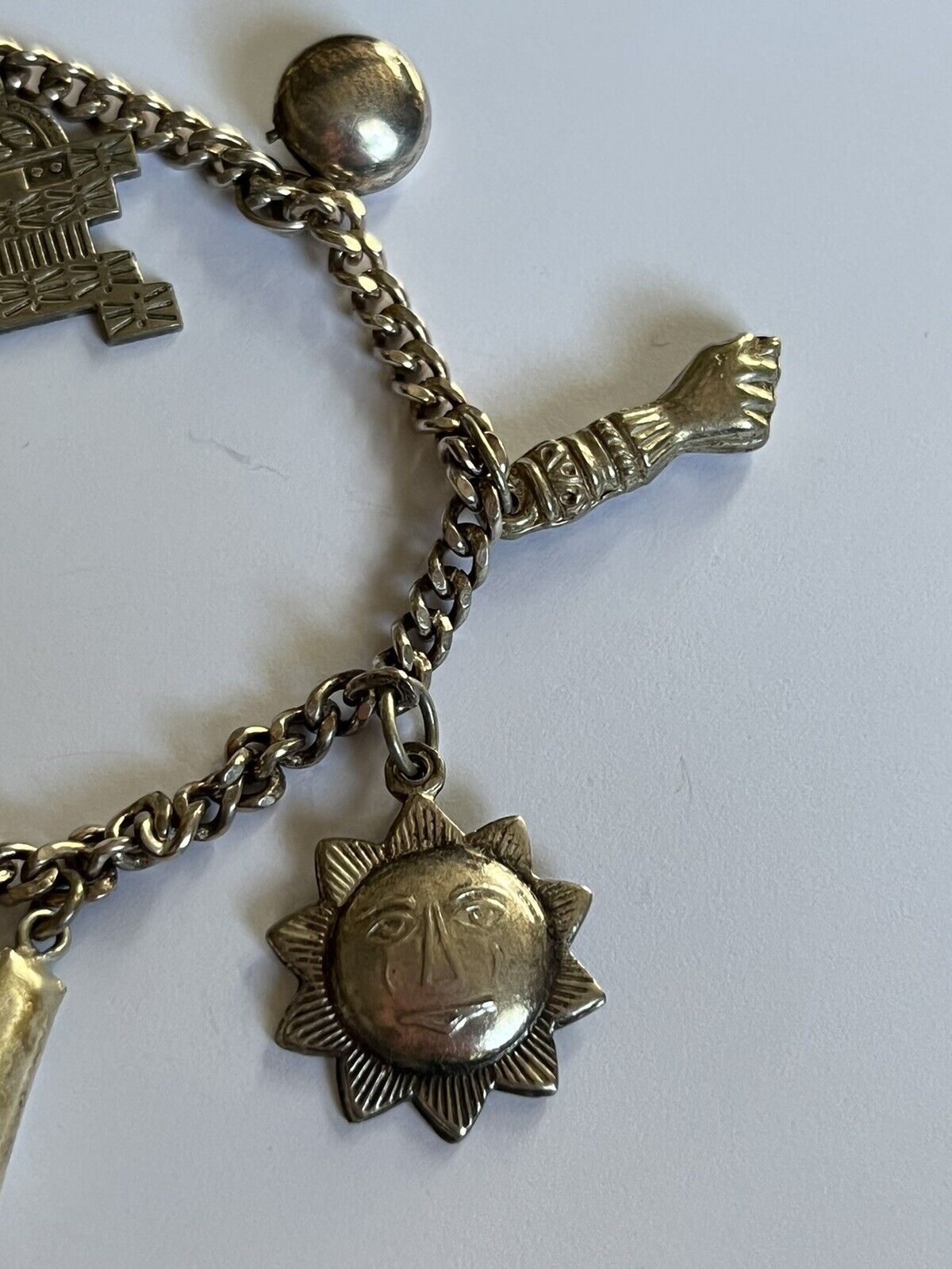 Vintage Silver Tone Charm Bracelet Sunshine