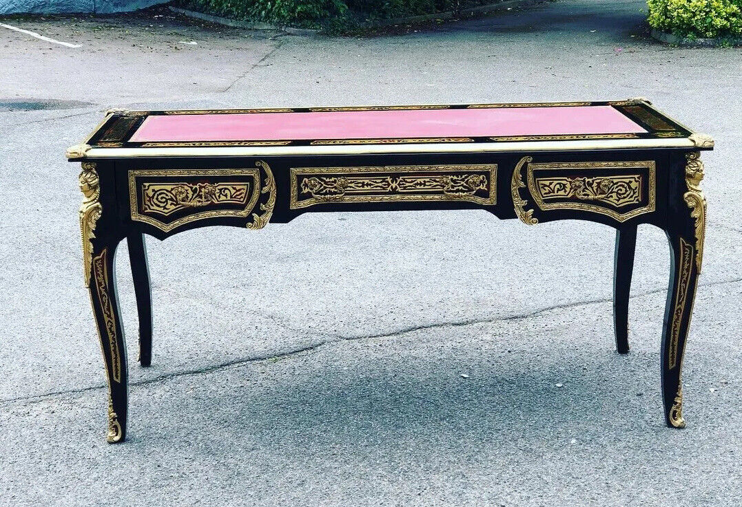 French Empire Style Boulle Desk With Brass Decoration.