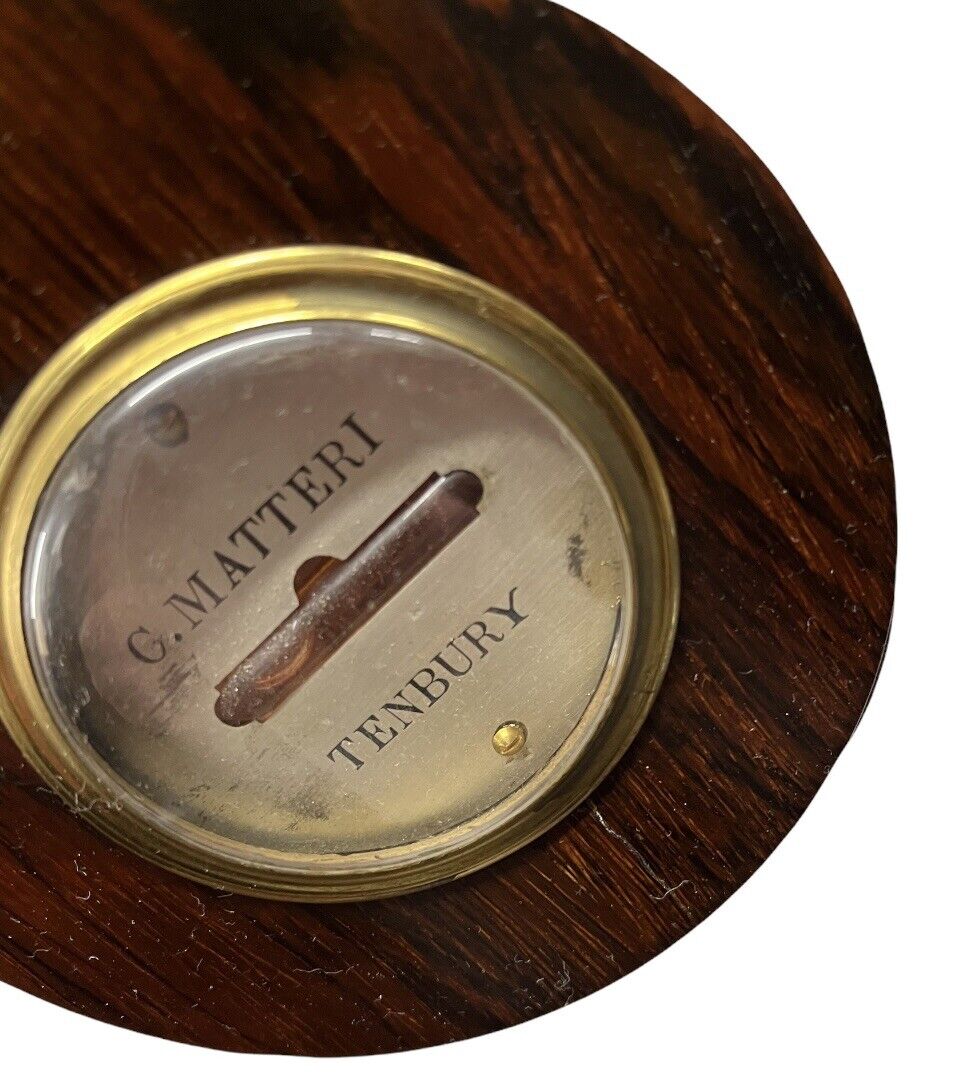 Victorian Barometer In Rosewood Case, Convex Glass, Silvered Dials.