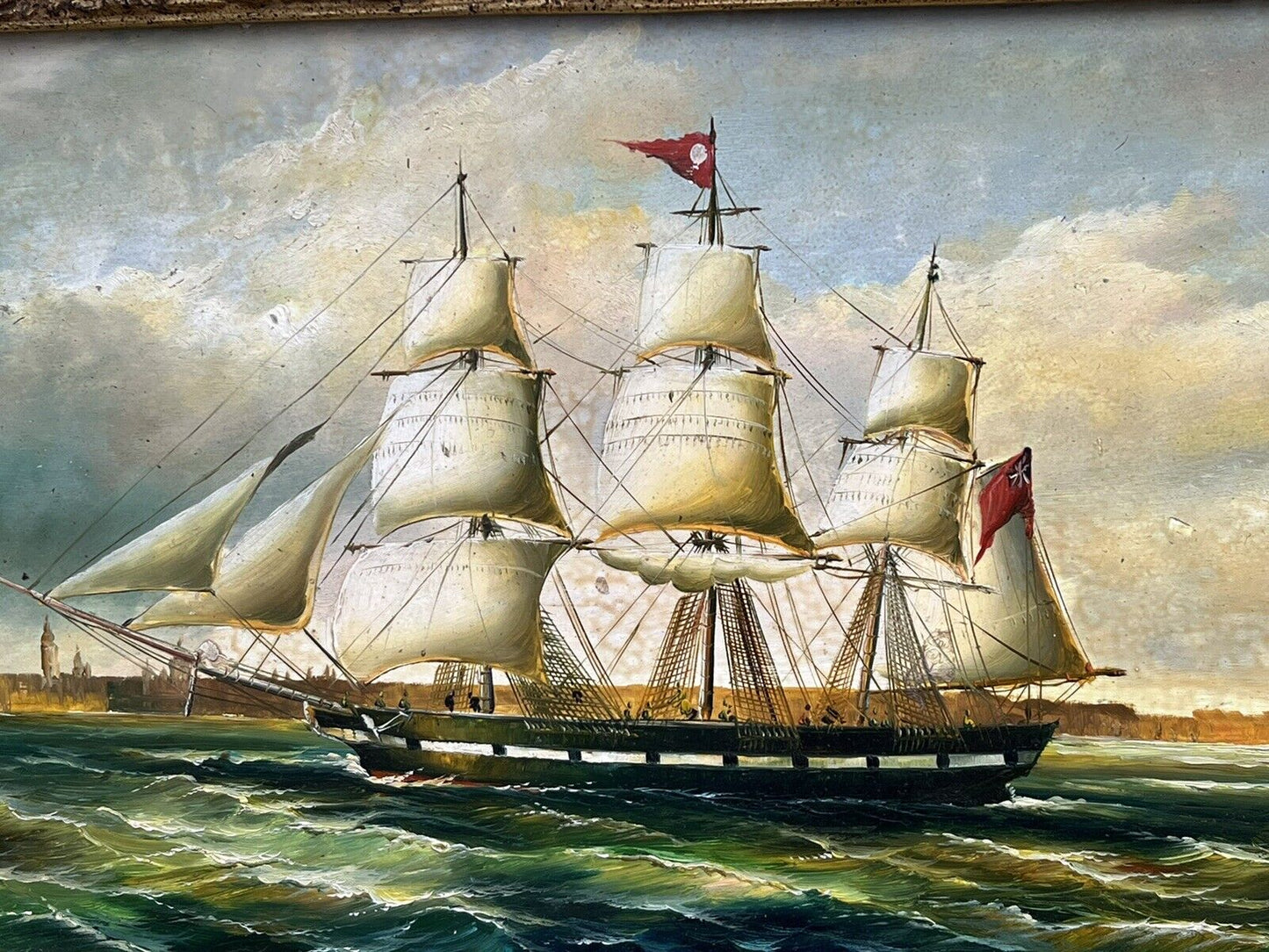 Maritime Oil On Board In Gold Gilt Frame