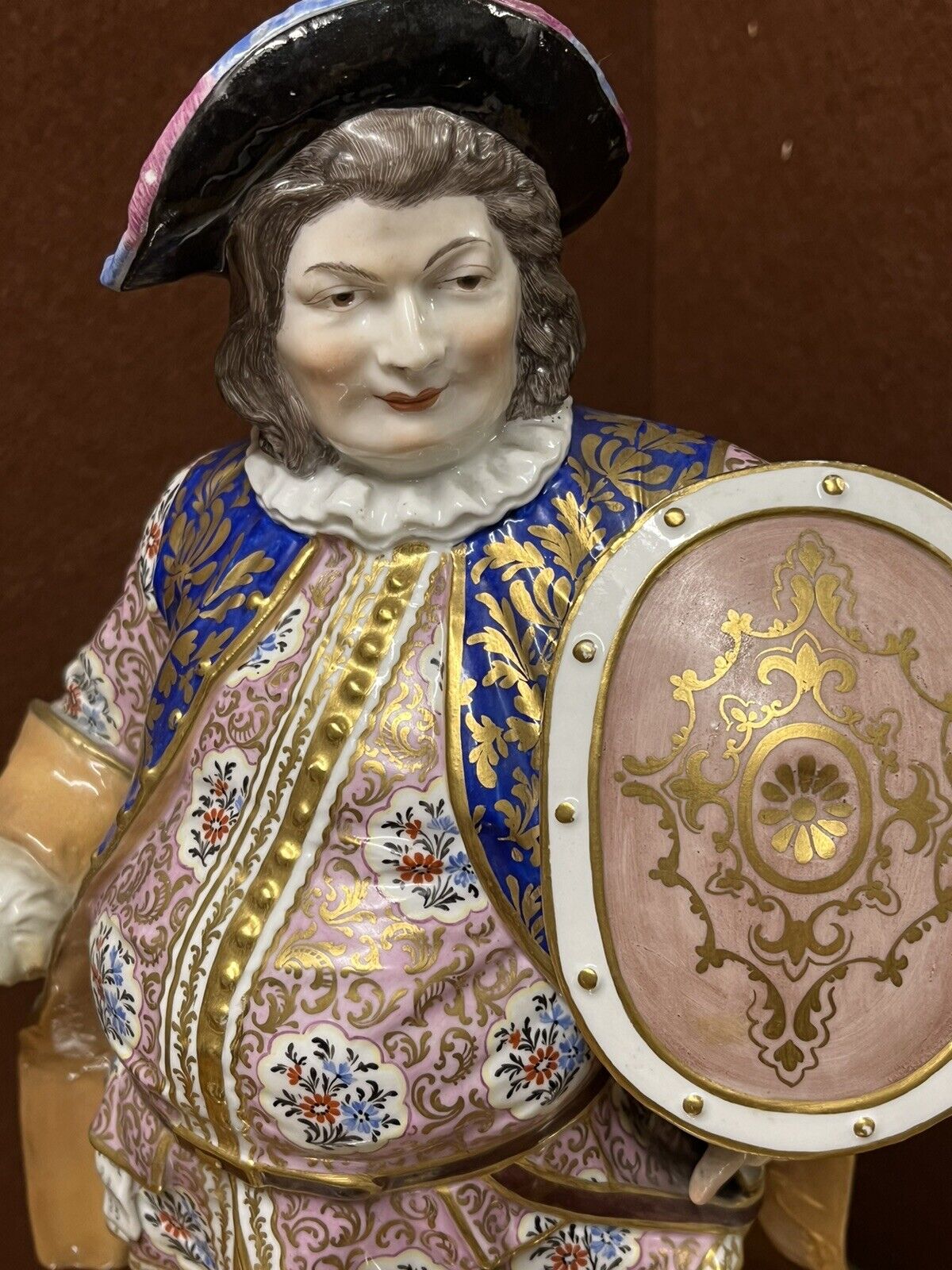 Huge Antique Royal Crown Derby Porcelain Figure Of Falstaff