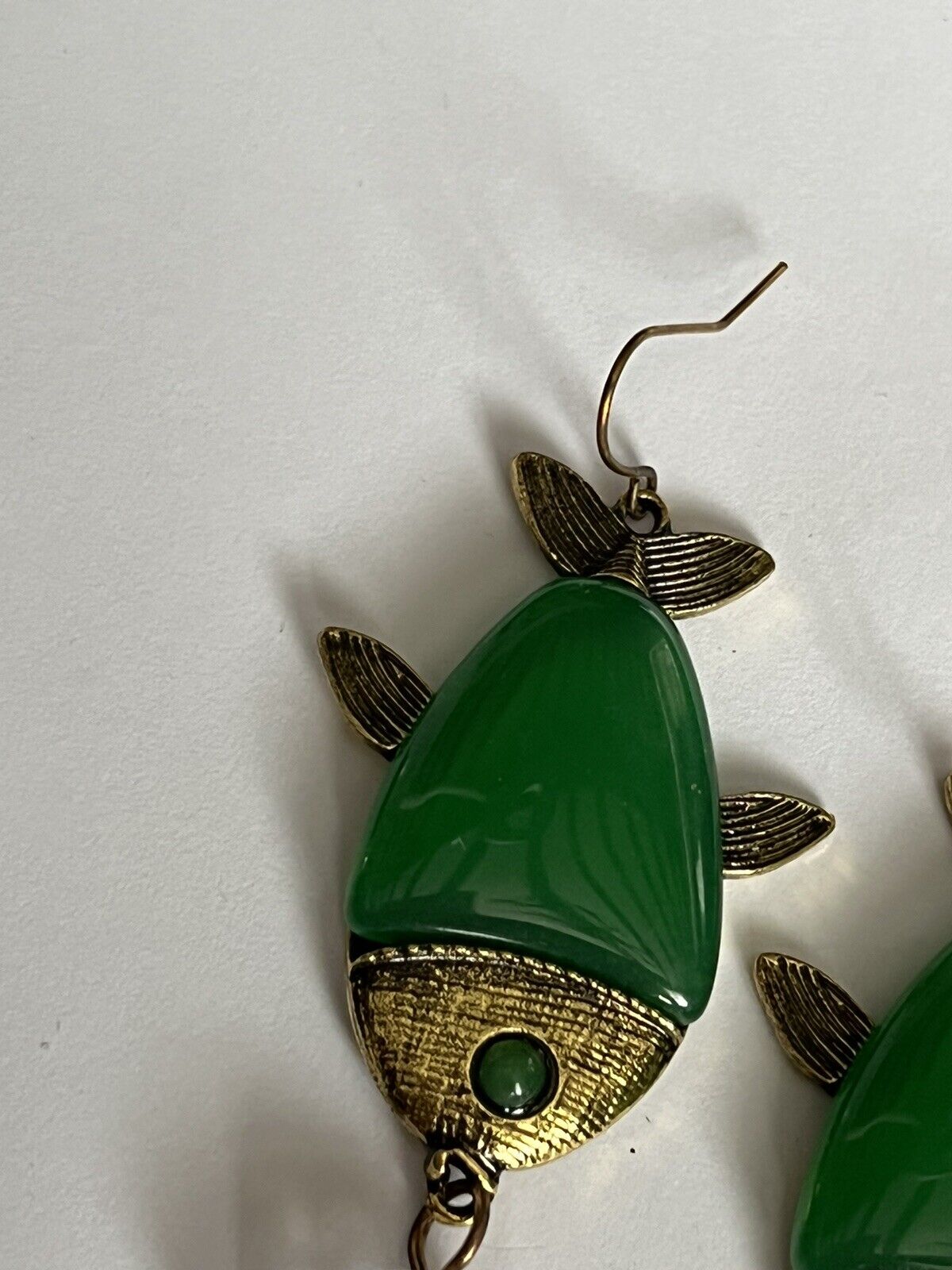 Vintage Statement Green Drop Fish Earrings