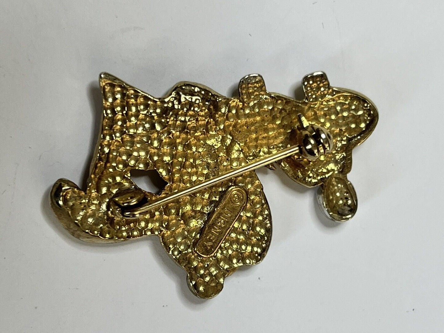 Vintage Disney Signed Gold Silver Tone Goofy Brooch